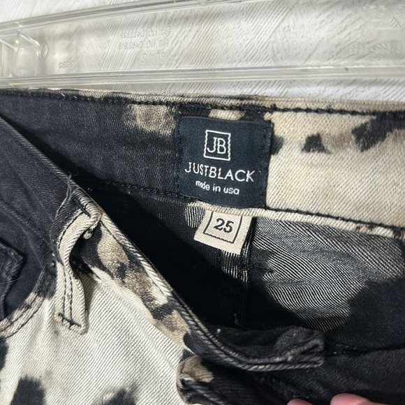 💙 JUST BLACK Womens Jeans black bleach wash Tie Dye Mid Rise Denim Distressed - Picture 5 of 8